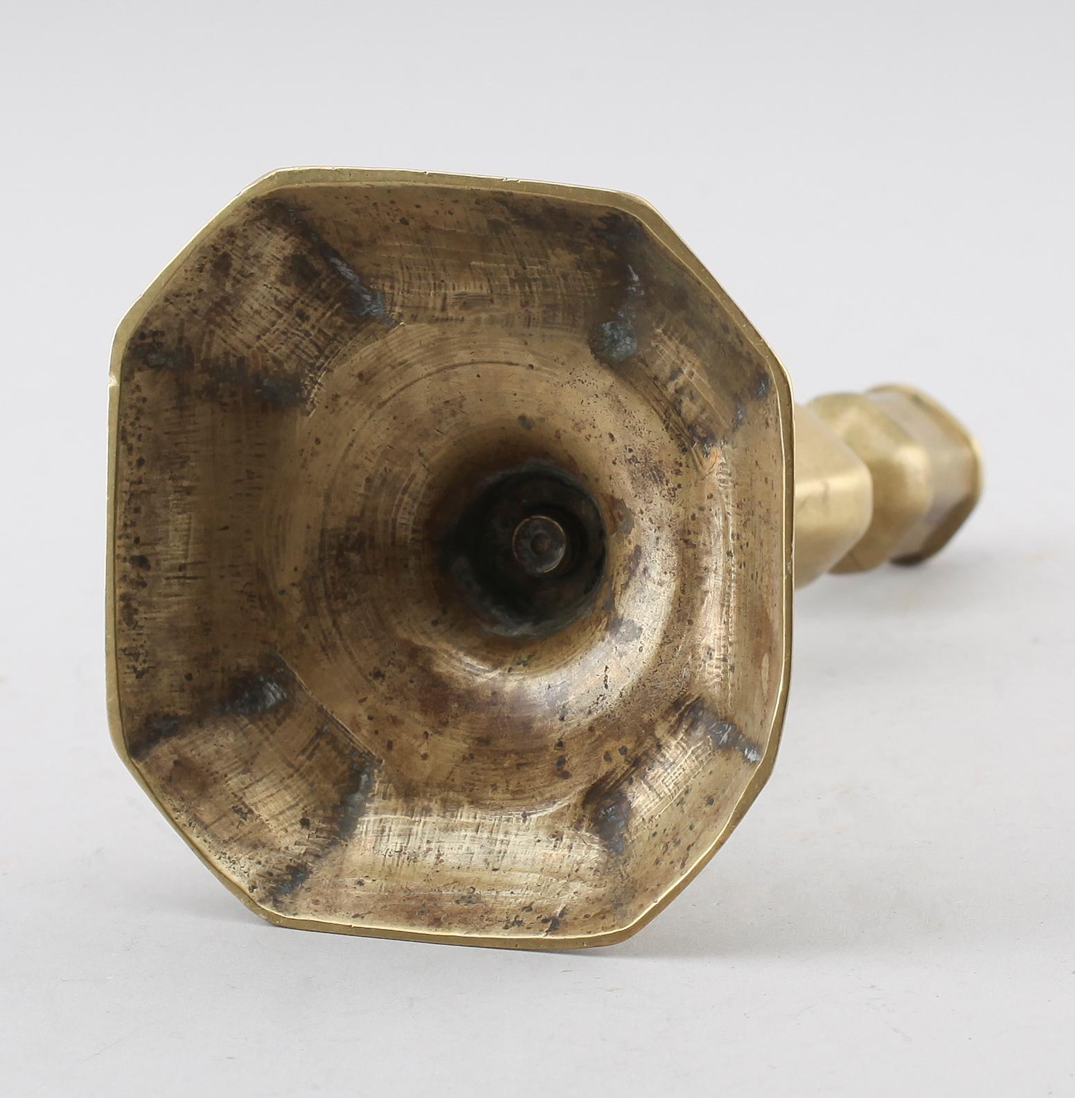 LJUSSTAKE, mässing, senbarock, 1700-tal.