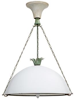 400. A Gunnar Aspelund iron and white glass hanging lamp, Böhlmarks, Sweden,