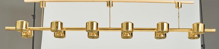 Hans-Agne Jakobsson, a 12 lights brass ceiling lamp, model 746/12, Markaryd, Sweden, 1960-70's.