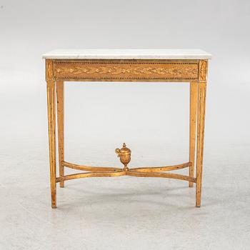 A Gustavian giltwood console table, around year 1800.