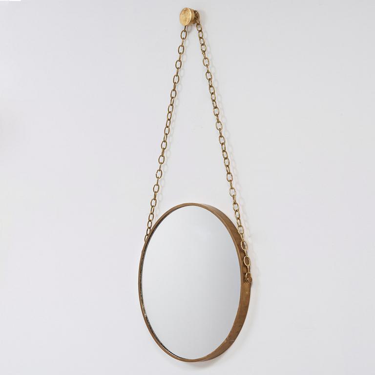 A mid 20th Century brass mirror, 1950-60's.