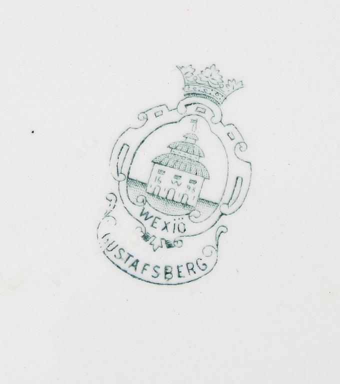 MATSERVIS, 76 delar, flintgods, Wexiö Guld, Arvid Ekberg, Gustafsberg, omkring år 1900.