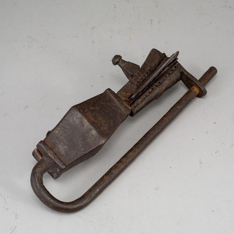 An iron lock.