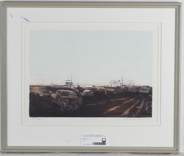 ULF WAHLBERG, färglitografier, 2 st, sign, dat- 79 resp -94, 109/360 resp EA.