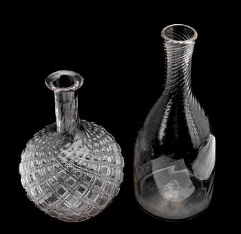 KARAFFER, 2 st, glas, 1800-/1900-tal.