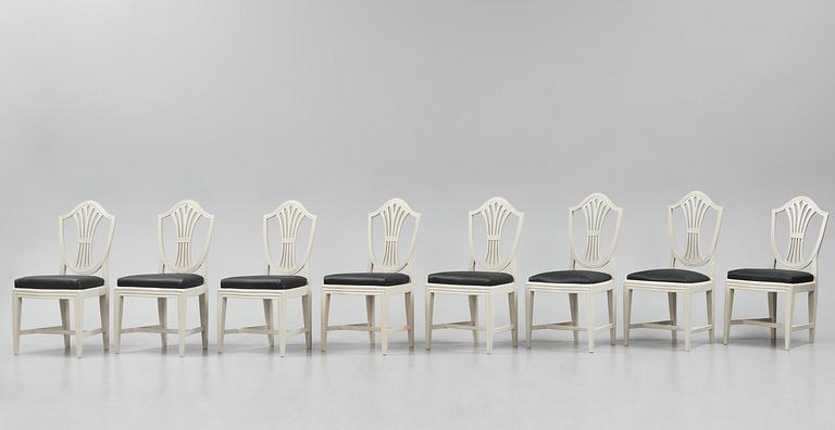 A set of eight late Gustavian chairs by J. E. Höglander (master in Stockholm 1777-1813).