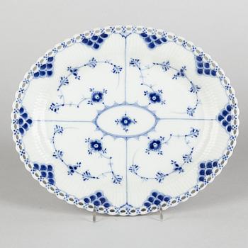 A 'Blue Fluted Full Lace' porcelain fruit basket with stand, Royal Copenhagen, around 1800, stand model 1054 1893-1900.