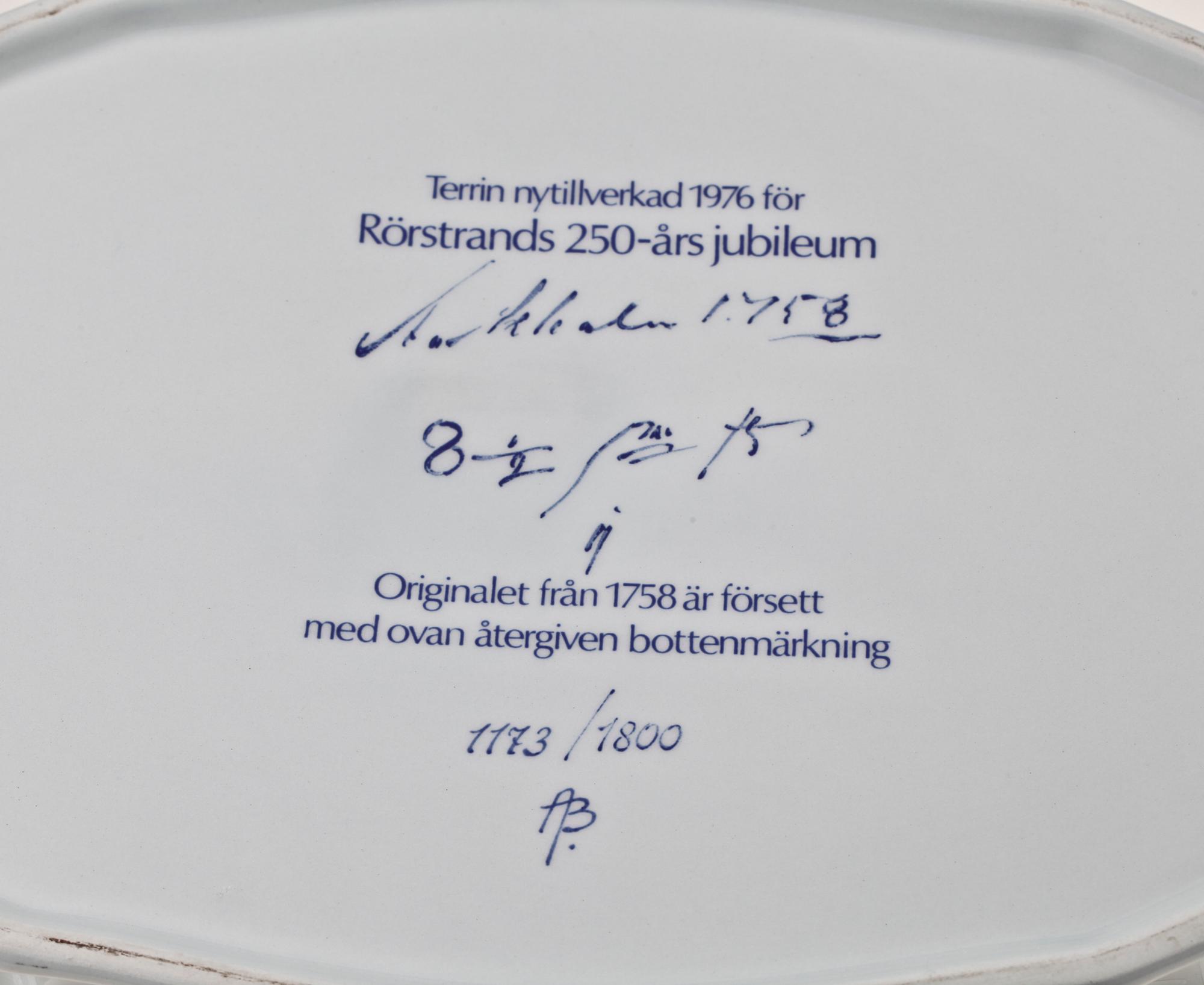 TERRIN MED LOCK, flintgods. Rörstrand 1976.