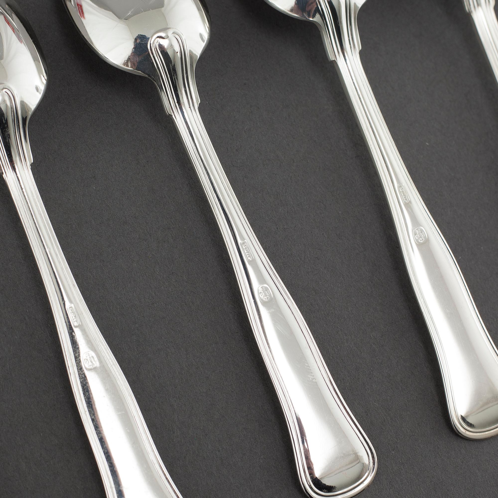 KAFFESKEDAR, 12 st, silver, "Gammal dansk", Cohr, Danmark, 1900-talets andra hälft.
