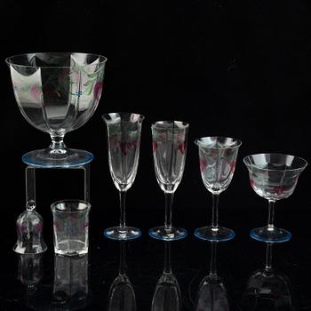 Eva Englund, servis, glas "Maja", Orrefors. 21 delar.