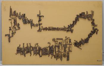 Bertil Berggren, a wall relief in iron on panel, signed and dated 1963.