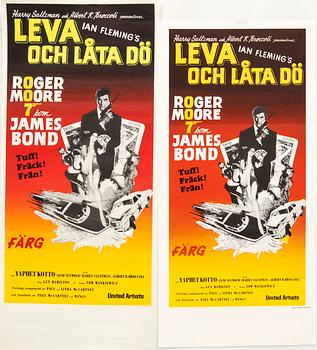 Film Posters, 2 pcs, James Bond "Live and Let Die".