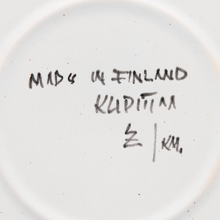 A set of three Wall Plates, signed L.Z. Made in Finland, Kupittaan Savi, 1960s.