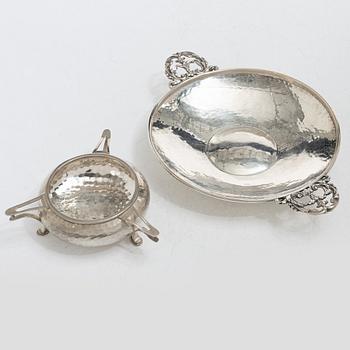 Skål samt skålfat, silver, Birmingham 1906 samt 1921, bl a Marples & Co.