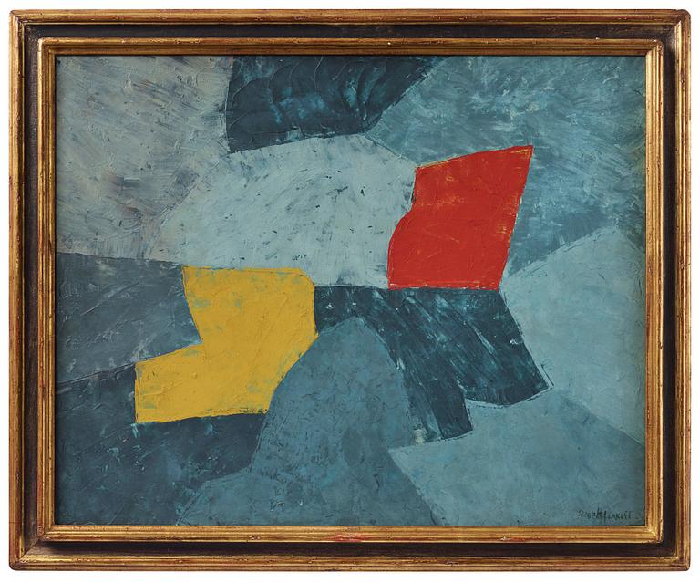 Serge Poliakoff, "Composition taches rouge et jaune".