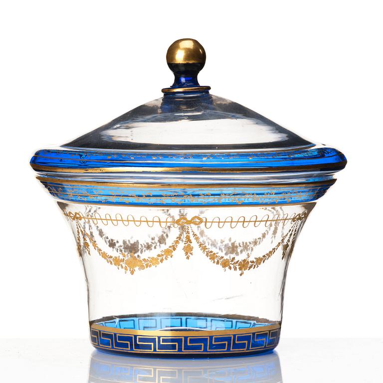 A Russian blue glass jar with cover, St Petersburg, 18th century.