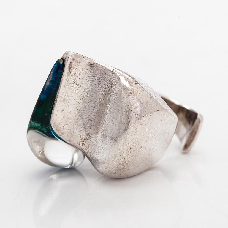 Björn Weckström, a sterling silver and acrylic ring 'Darina's tear' for Lapponia 1974.