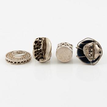Lars Arby, four rings, sterling silver, Gothenburg among others 1963 and 1981.