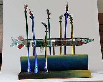 A Kjell Engman glass scupture by Kosta Boda 1997.