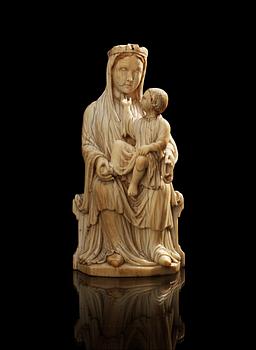 758. Virgin and Child, a French Gothic ivory statuette, second half of the 13th century.