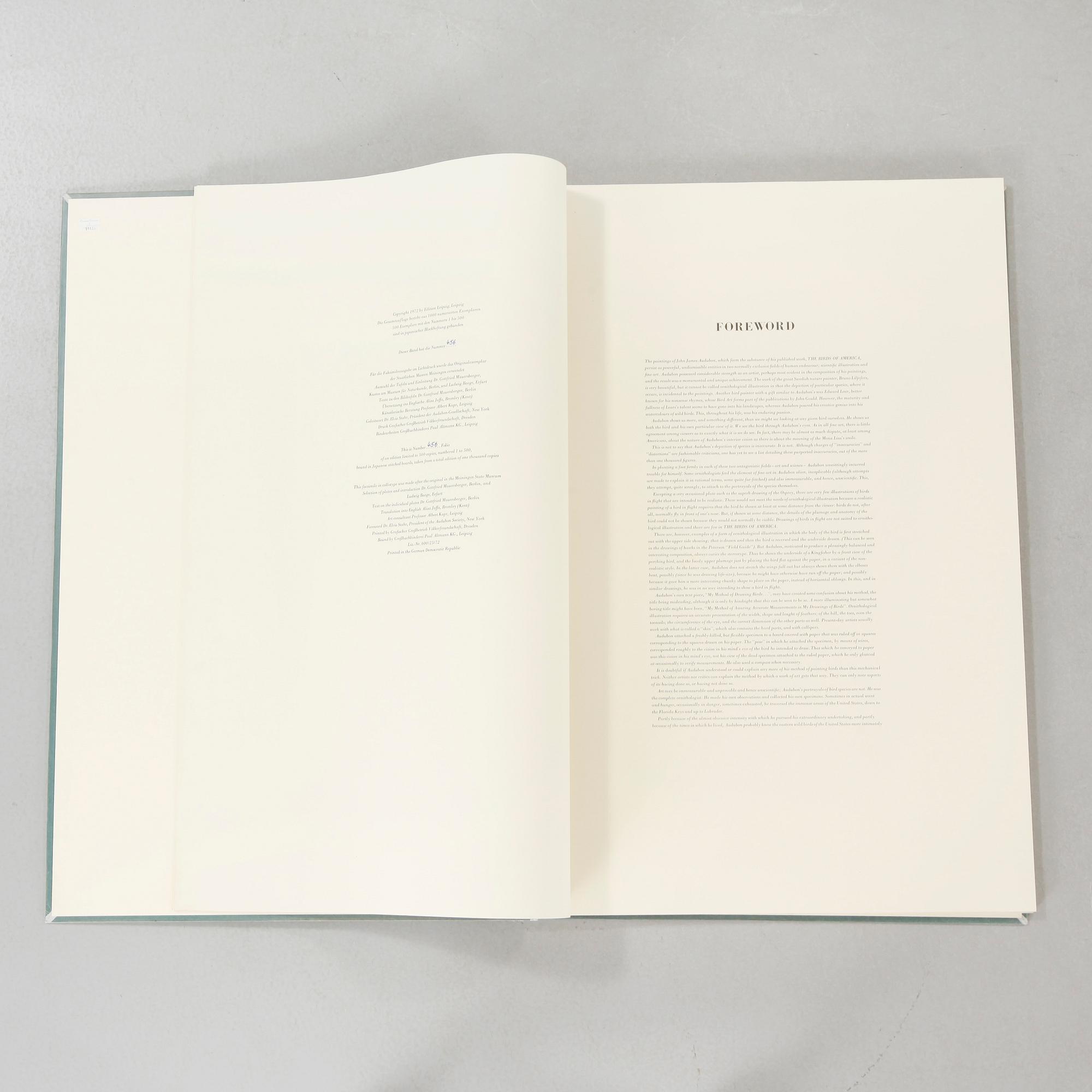 BOK, "The Birds of America", volym I, John James Audubon, numrerad 456/500, 1973.