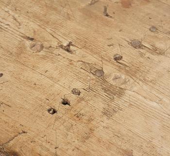 A pine trestle table, 20th century incorporating older elements.