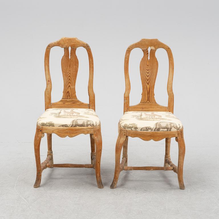 A pair of late baroque/rococo chairs, 18th century.