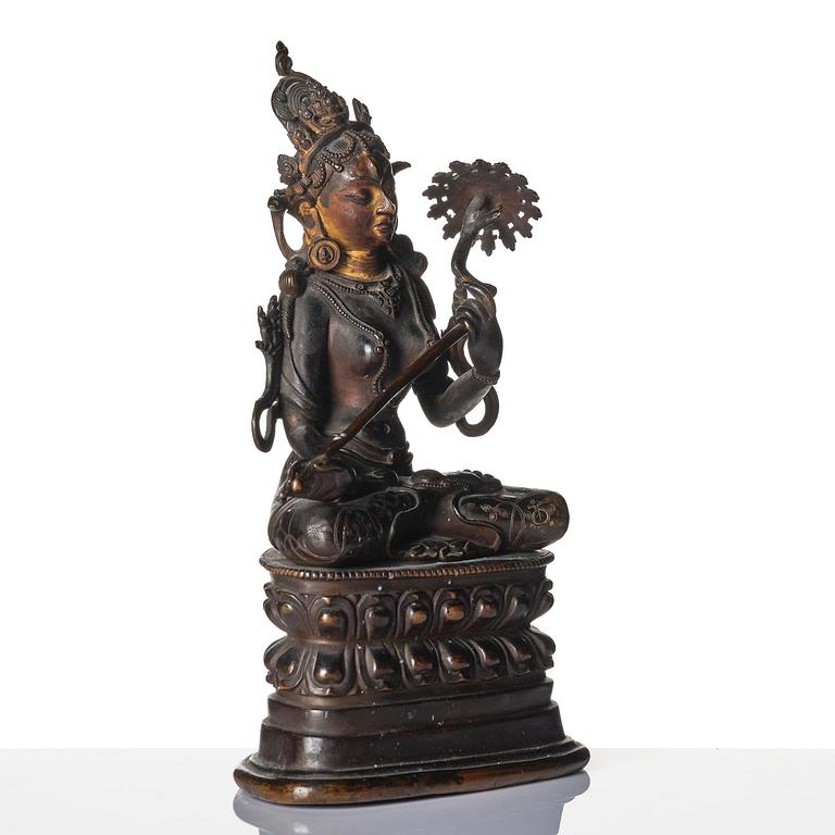 A Pala revival bronze figure of Sitatapatra, Tibet, known as the 'the white parasol Goddess', 18th century.