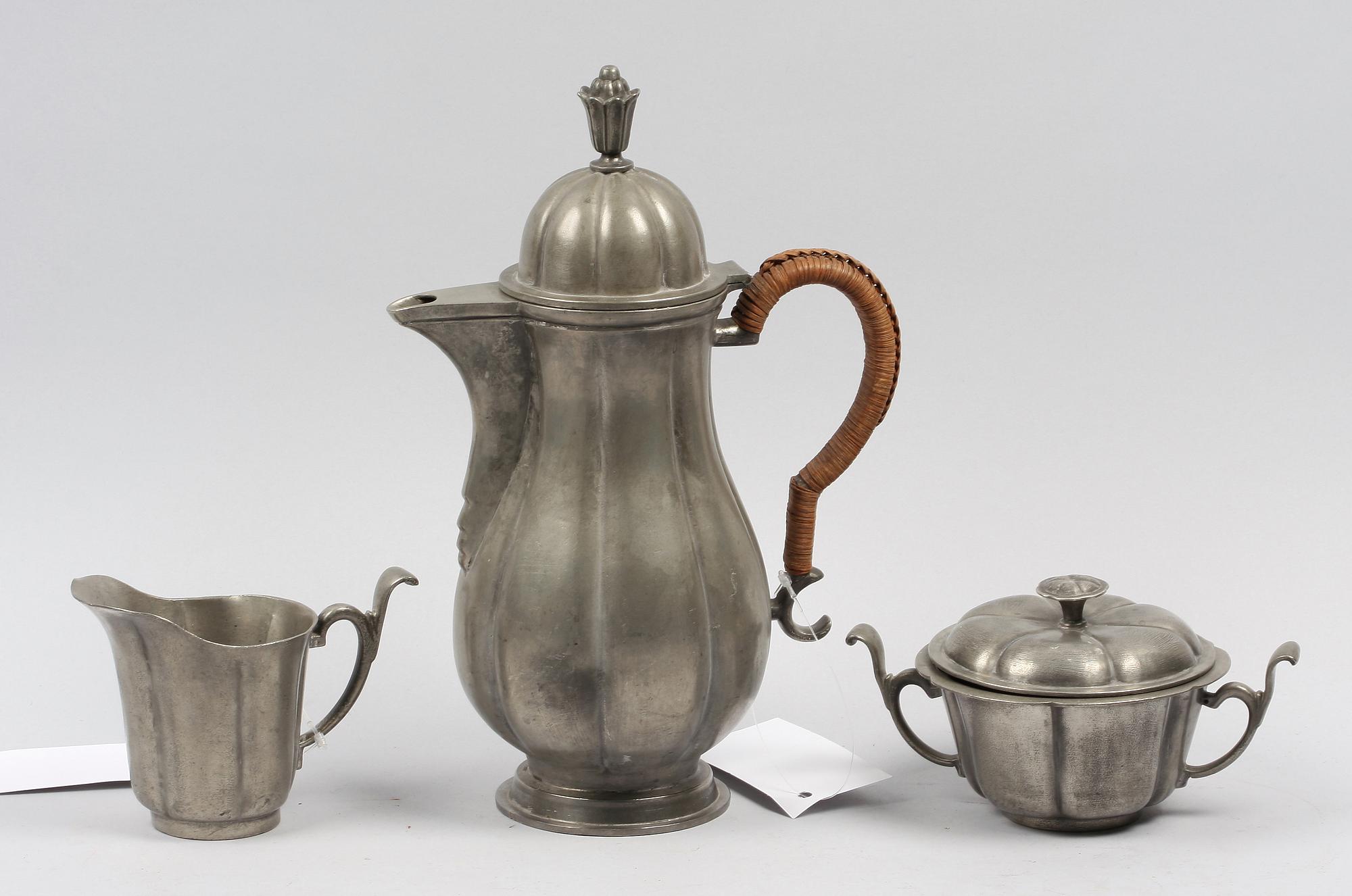 KAFFESERVIS, 3 delar. Tenn. Edvin Ollers 1930-tal.