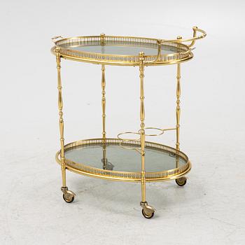 A glass and metal trolley, second half of the 20th century.