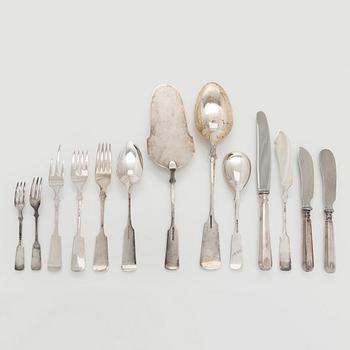 A 67-piece set of silver cutlery, sea shell decor, Finnish manufacturers, 1917-1962.