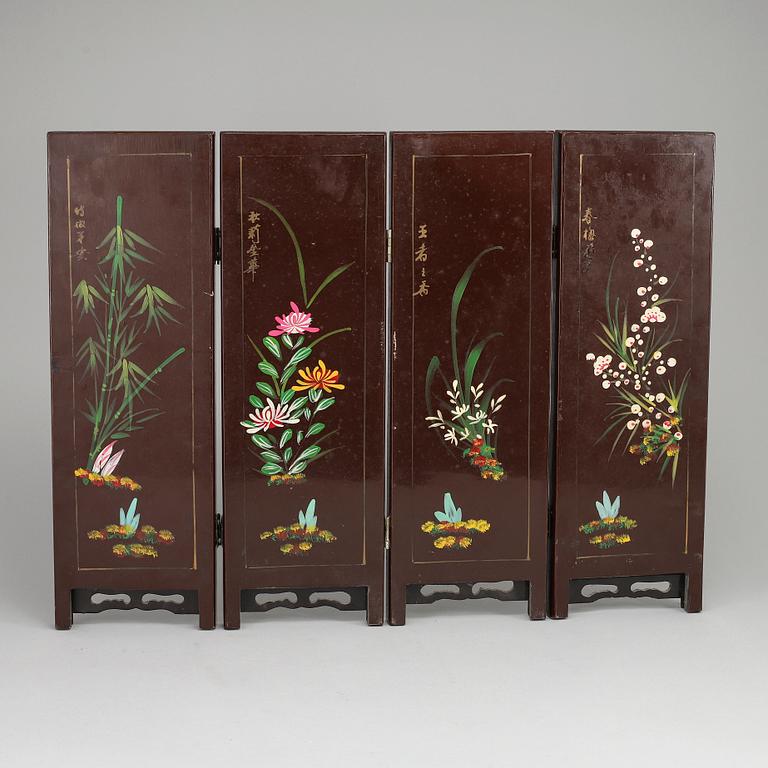 A four fold table screen, China, 20th Century.