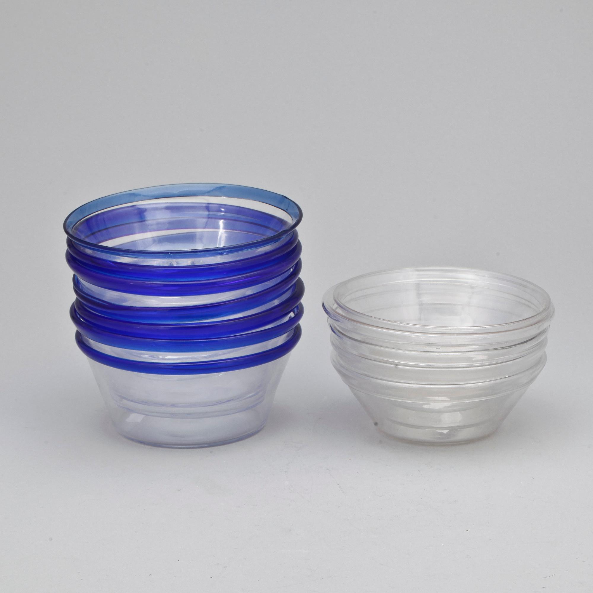 FILBUNKSSKÅLAR, 12 delar, glas, troligen Bergdala glasbruk, 1900-tal.