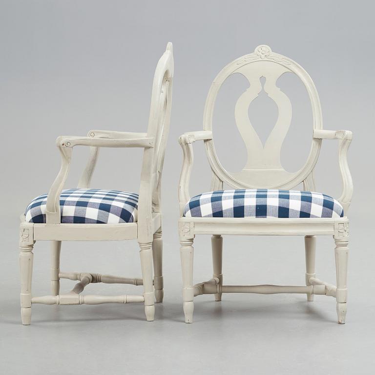 A pair of Gustavian late 18th century armchairs.