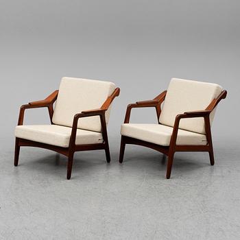 H Brockmann-Petersen, a pair of Danish teak easy chairs, 1950's/60's.