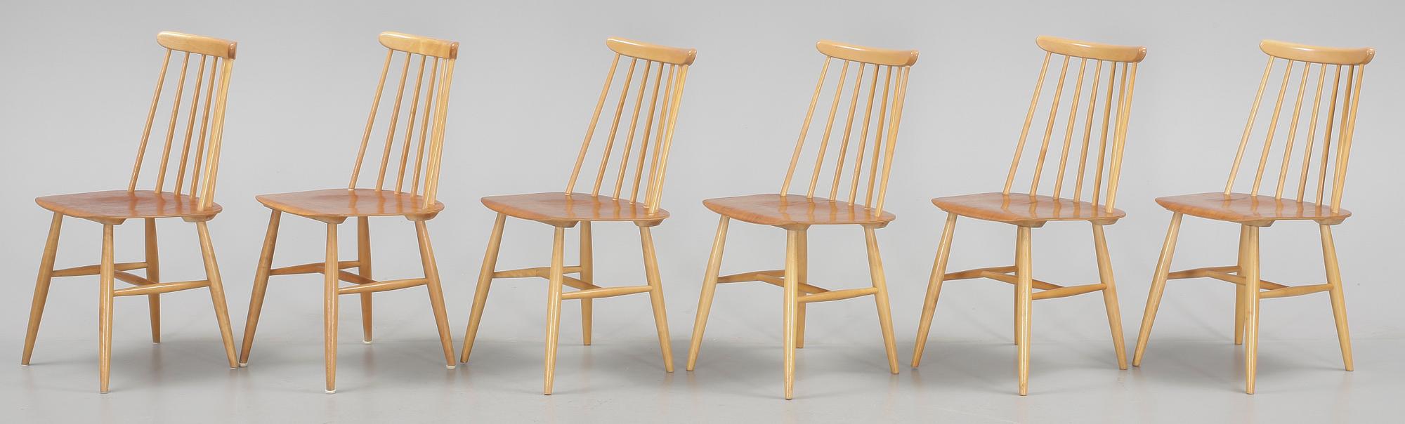 STOLAR, 6 st, "Fanett", Ilmari Tapiovaara, Edsbyverken, 1950-tal.