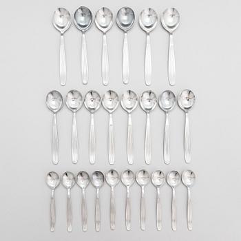 KAJ FRANCK, a set of 46 stainless steel "Scandia" cutlery service for Hackman Sorsakoski, Finland. Design year 1952.