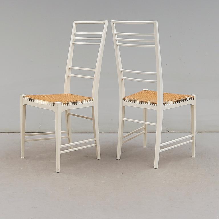 Erik Chambert, a set of six white lacquered Poem chairs, Chambert´s, Sweden 1950´s.