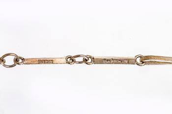 Wiwen Nilsson, pendant on chain, sterling silver, two rock crystal sapprox 15 x 15 mm each, Lund 1945.