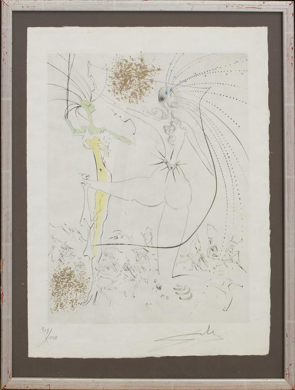 SALVADOR DALÍ, drypoint on Japan paper, signed and numbered.