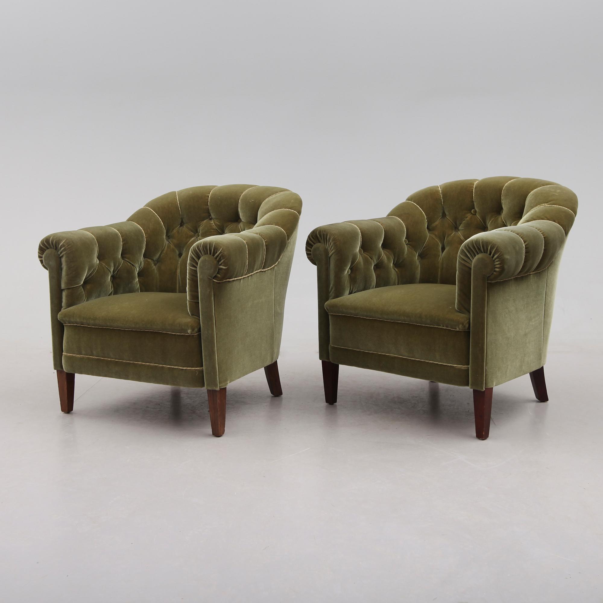 FÅTÖLJER, 1 par, 1900-talets första hälft.