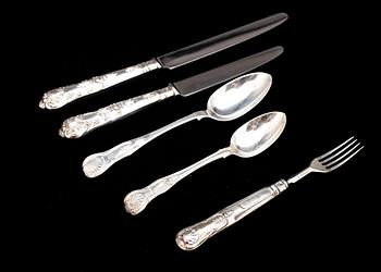 BESTICK, 41 delar, silver, London, 1900-tal. Totalvikt ca 2167 gram.