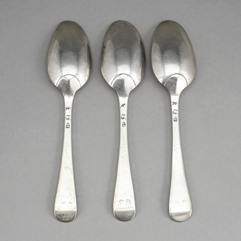 MATSKEDAR, 3 st, silver, Henning Petter Henning, Stockholm 1746. 180 gram.