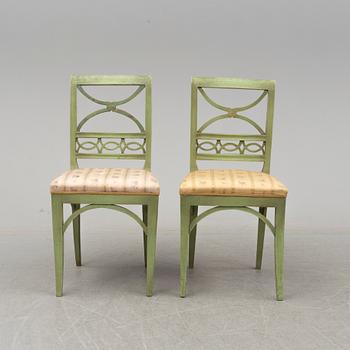 A set of six 19th century painted chairs.