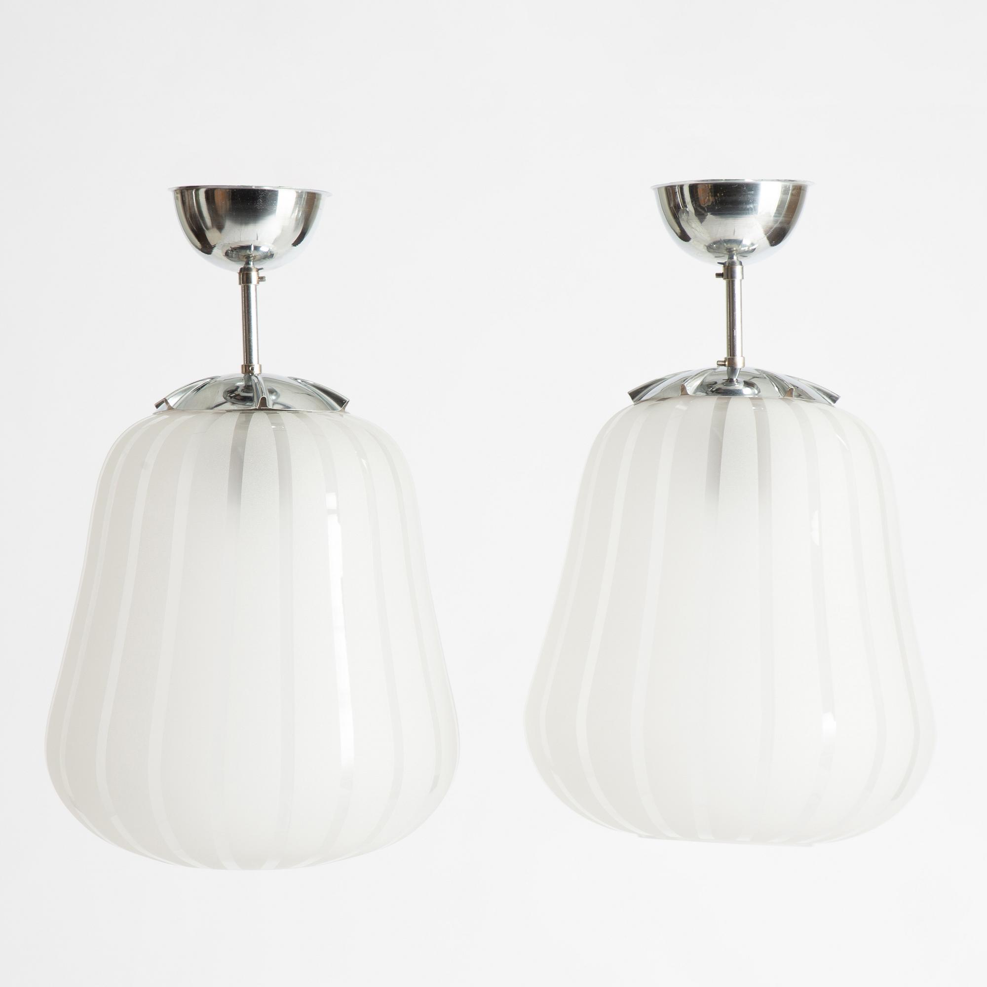 Taklampor, ett par, Swedish Modern, möjligtvis Flygsfors, 1940-tal.