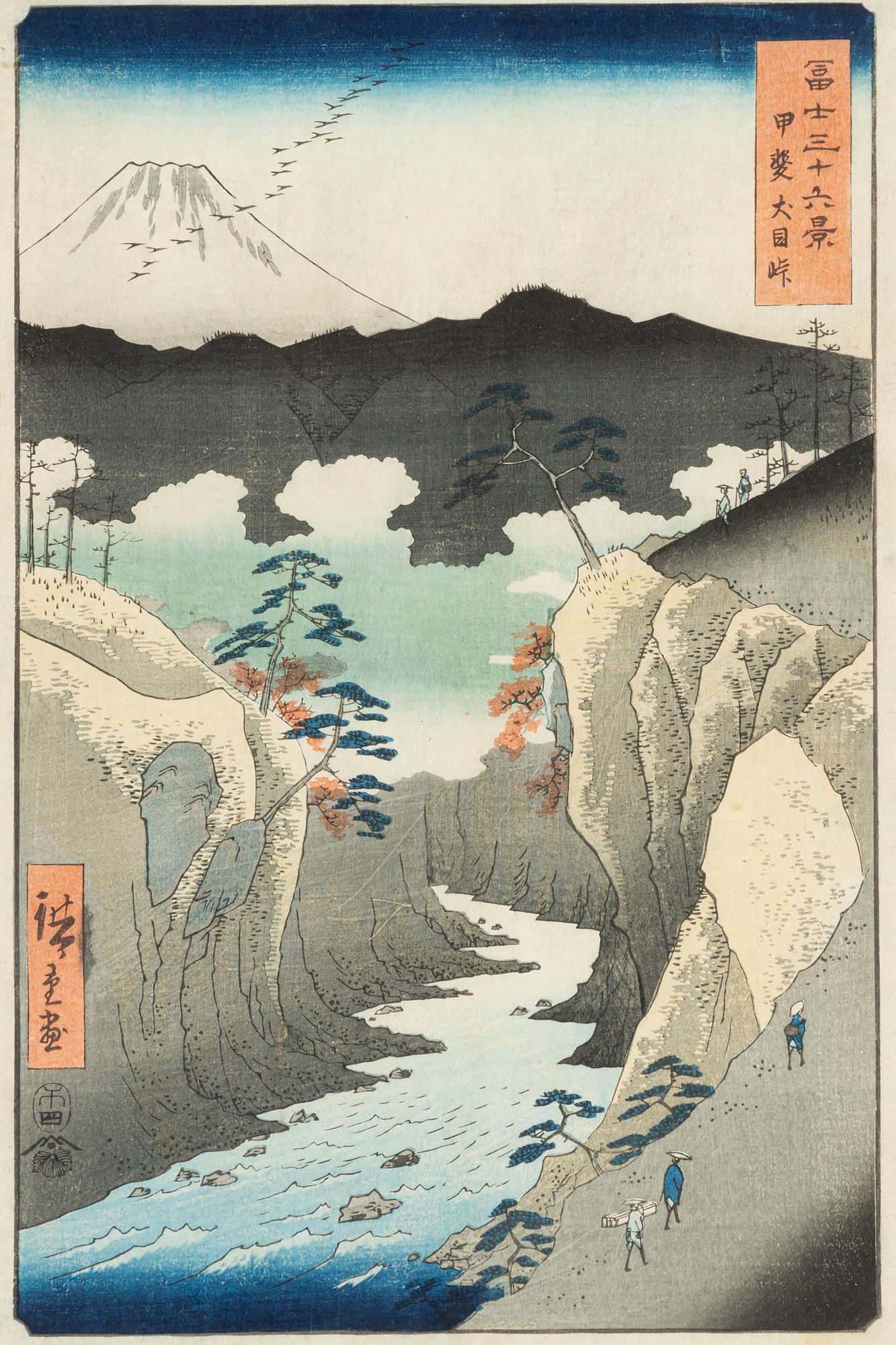 Träsnitt, tre stycken, Japan.
