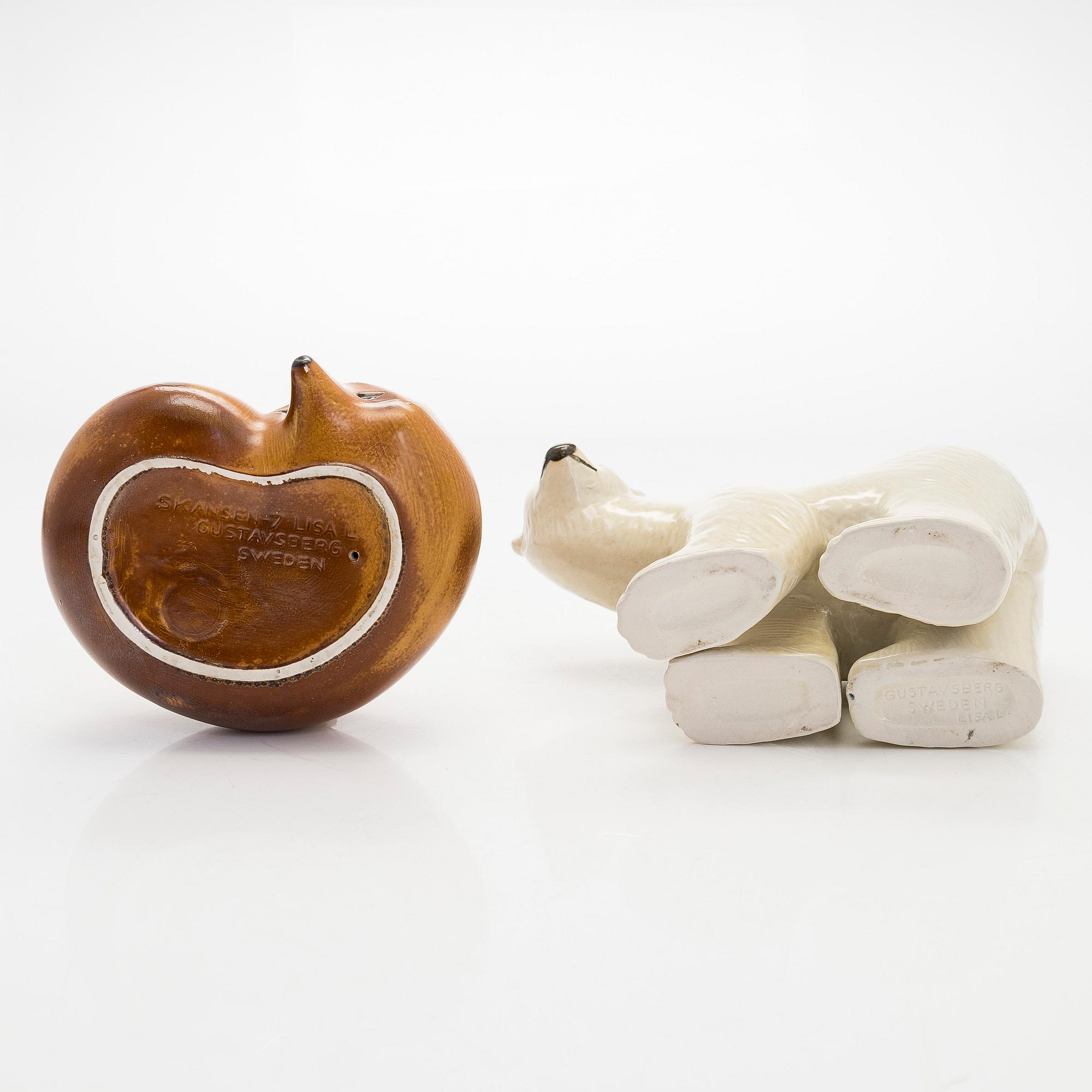 Lisa Larson, figuriner, 2 st, stengods, Gustavsberg Sverige.