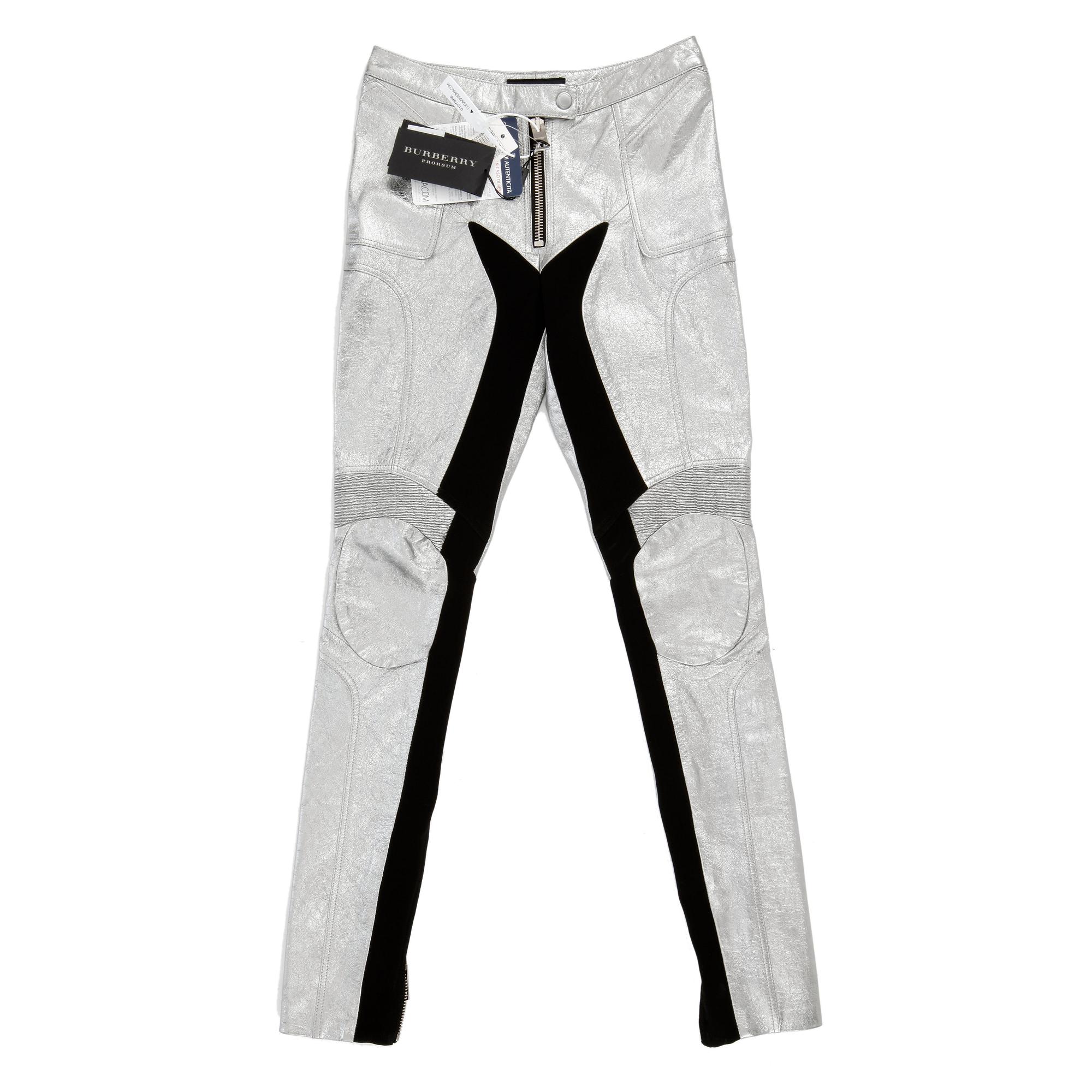 BURBERRY prorsum a pair of silver colored leather pants. Size 38. Bukowskis