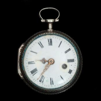 FICKUR, spindelgång, silver, 1700-talets senare del.