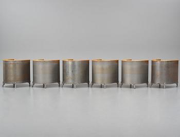 Mats Theselius, a set of six custom ordered "Aluminiumfåtölj", Källemo, Värnamo ca. 1990.
